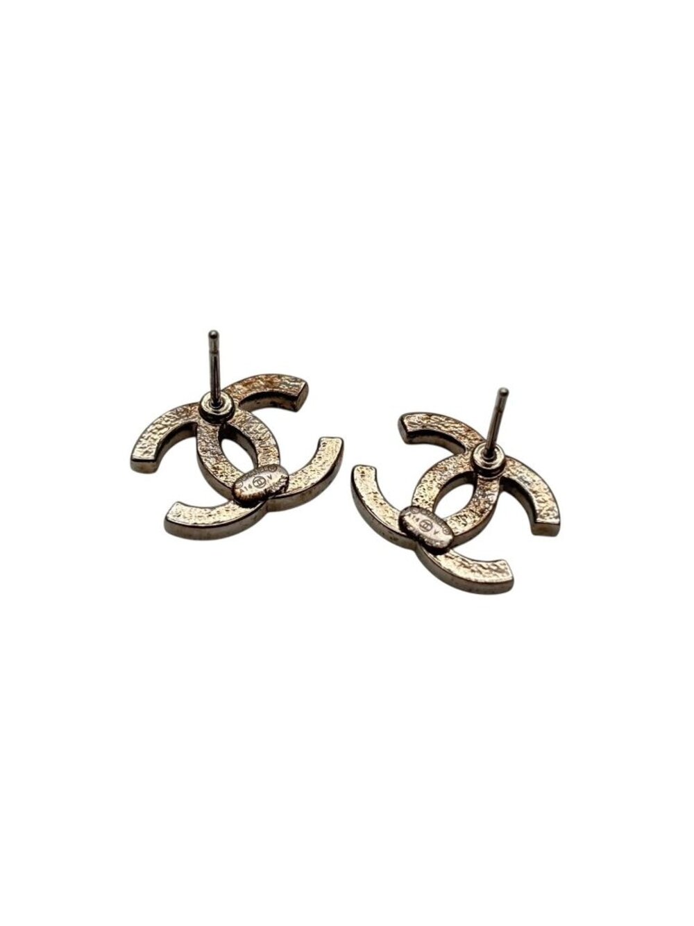Chanel CC Logo Silver Rhinestone Earrings - Picture 4 of 7